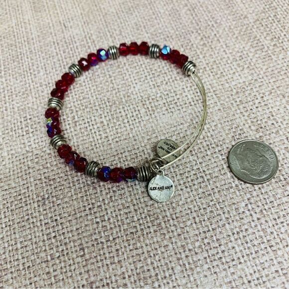 Alex and Ani Red Silver Blue Beaded Bracelet - Picture 1 of 2